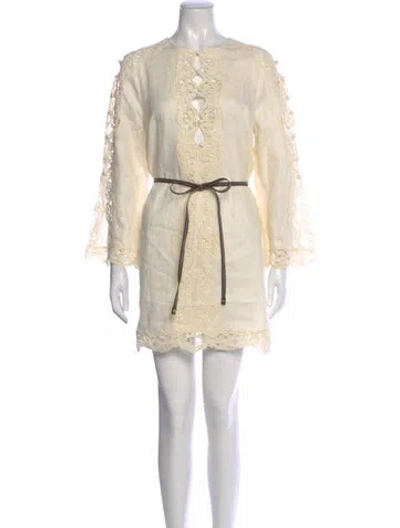 Pre-owned Zimmermann Linen Mini Dress W/ Tags In Neutral
