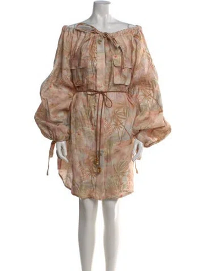 Pre-owned Zimmermann Linen Mini Dress W/ Tags In Neutral