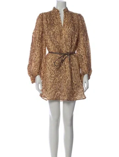 Pre-owned Zimmermann Linen Mini Dress W/ Tags In Neutral