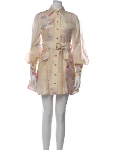 Pre-owned Zimmermann Linen Mini Dress W/ Tags In Neutral