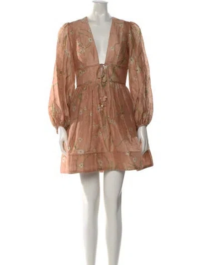 Pre-owned Zimmermann Linen Mini Dress W/ Tags In Neutral