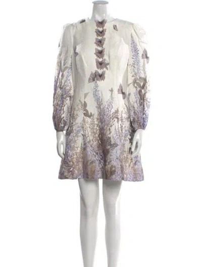 Pre-owned Zimmermann Linen Mini Dress W/ Tags In Neutral