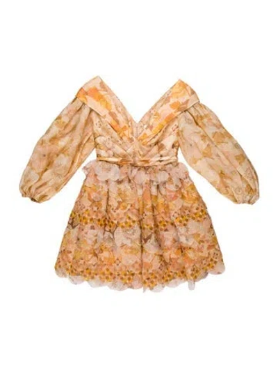 Pre-owned Zimmermann Linen Mini Dress W/ Tags In Neutral