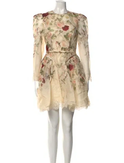 Pre-owned Zimmermann Linen Mini Dress W/ Tags In Neutral