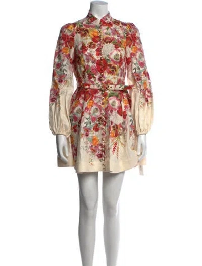 Pre-owned Zimmermann Linen Mini Dress W/ Tags In Neutral