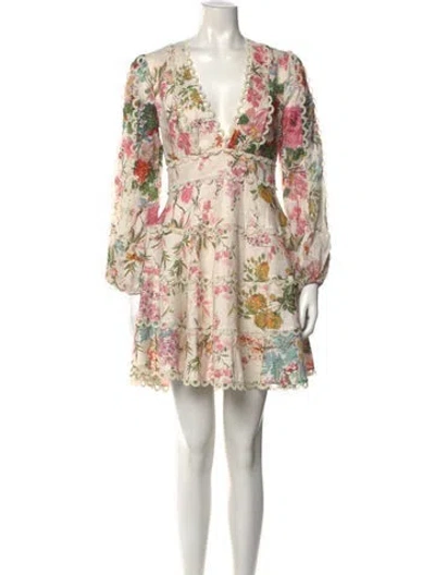 Pre-owned Zimmermann Linen Mini Dress W/ Tags In Neutral