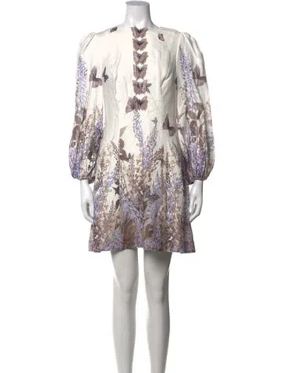 Pre-owned Zimmermann Linen Mini Dress W/ Tags In Neutral