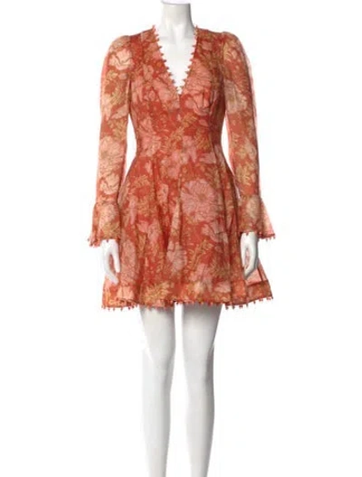 Pre-owned Zimmermann Linen Mini Dress W/ Tags In Orange