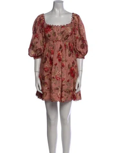 Pre-owned Zimmermann Linen Mini Dress W/ Tags In Pink