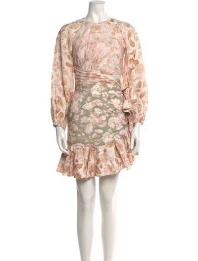 Pre-owned Zimmermann Linen Mini Dress W/ Tags In Pink
