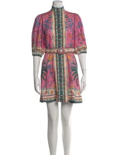 Pre-owned Zimmermann Linen Mini Dress W/ Tags In Pink