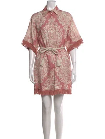 Pre-owned Zimmermann Linen Mini Dress W/ Tags In Pink
