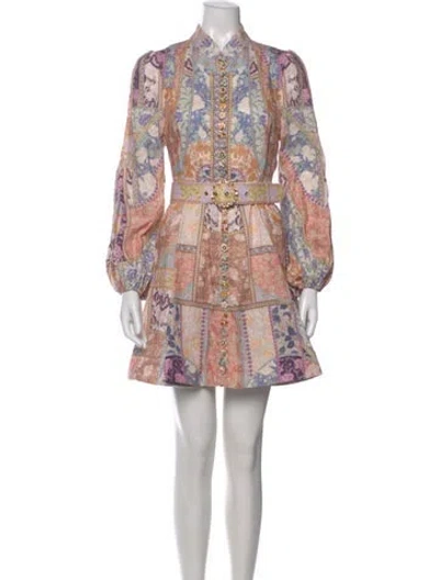 Pre-owned Zimmermann Linen Mini Dress W/ Tags In Pink