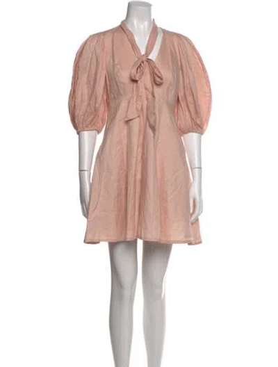 Pre-owned Zimmermann Linen Mini Dress W/ Tags In Pink