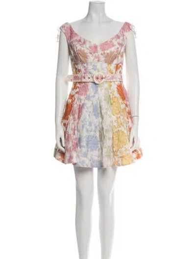 Pre-owned Zimmermann Linen Mini Dress W/ Tags In Pink