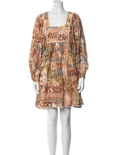 Pre-owned Zimmermann Linen Mini Dress W/ Tags In Pink