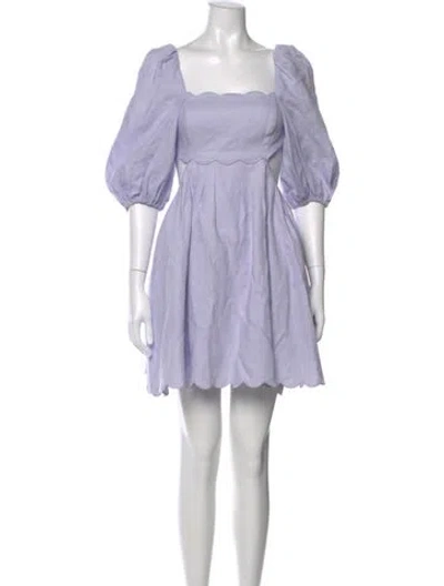 Pre-owned Zimmermann Linen Mini Dress W/ Tags In Purple