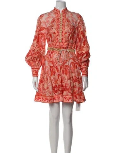 Pre-owned Zimmermann Linen Mini Dress W/ Tags In Red