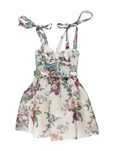 Pre-owned Zimmermann Linen Mini Dress W/ Tags In White