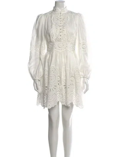Pre-owned Zimmermann Linen Mini Dress W/ Tags In White