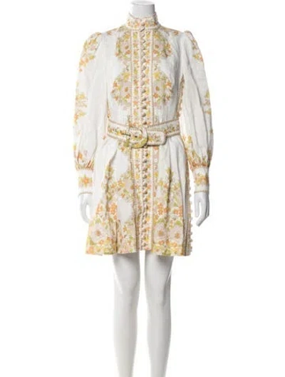 Pre-owned Zimmermann Linen Mini Dress W/ Tags In White
