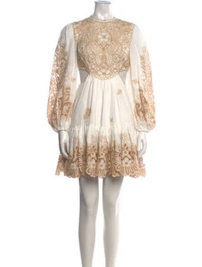 Pre-owned Zimmermann Linen Mini Dress W/ Tags In White