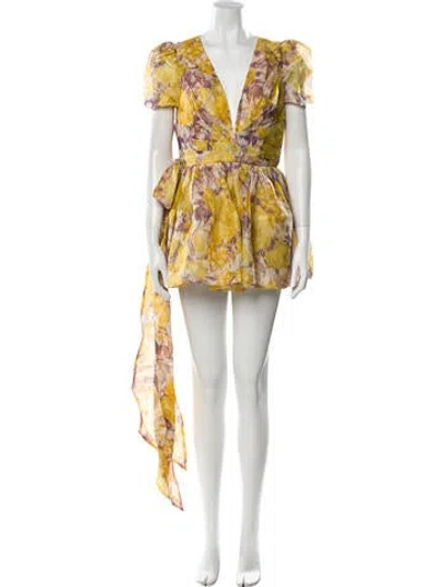 Pre-owned Zimmermann Linen Mini Dress W/ Tags In Yellow
