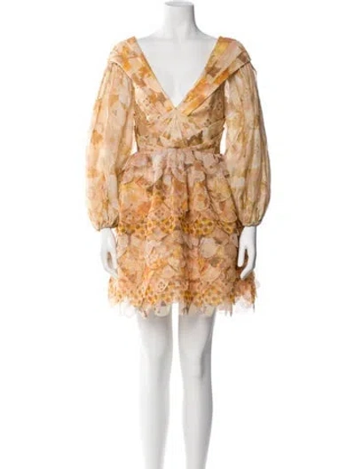 Pre-owned Zimmermann Linen Mini Dress W/ Tags In Yellow