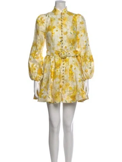 Pre-owned Zimmermann Linen Mini Dress W/ Tags In Yellow