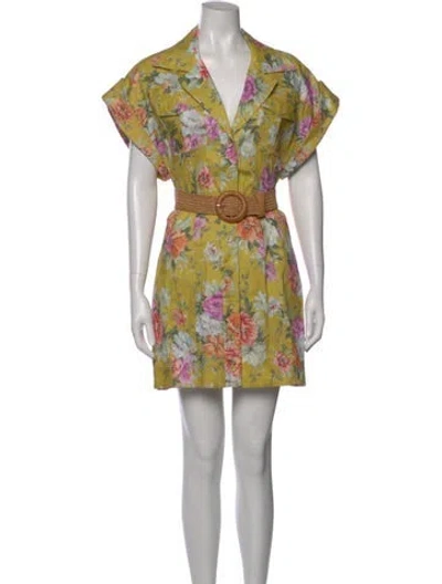 Pre-owned Zimmermann Linen Mini Dress W/ Tags In Yellow