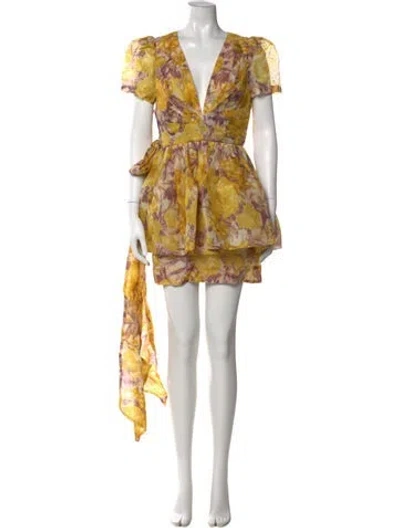 Pre-owned Zimmermann Linen Mini Dress W/ Tags In Yellow