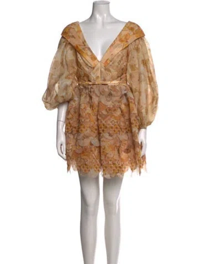 Pre-owned Zimmermann Linen Mini Dress W/ Tags In Yellow
