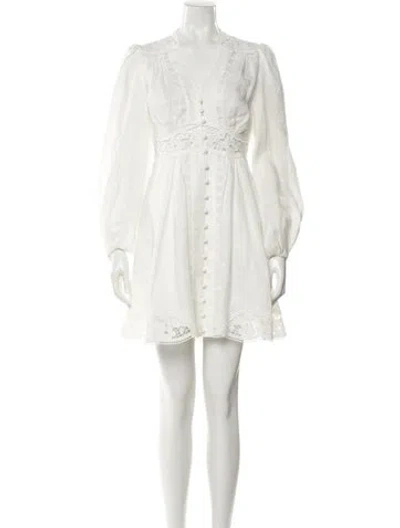 Pre-owned Zimmermann Linen Mini Dress In White