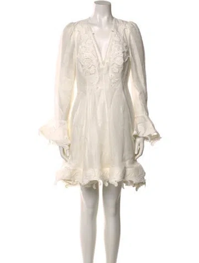 Pre-owned Zimmermann Linen Mini Dress In White