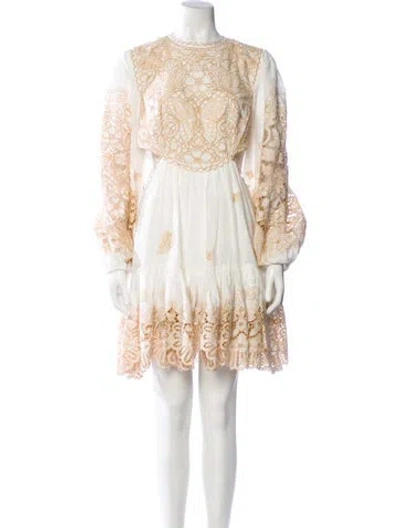 Pre-owned Zimmermann Linen Mini Dress In White