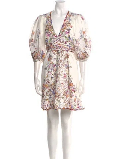 Pre-owned Zimmermann Linen Mini Dress In White