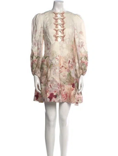 Pre-owned Zimmermann Linen Mini Dress In White