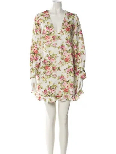 Pre-owned Zimmermann Linen Mini Dress In White