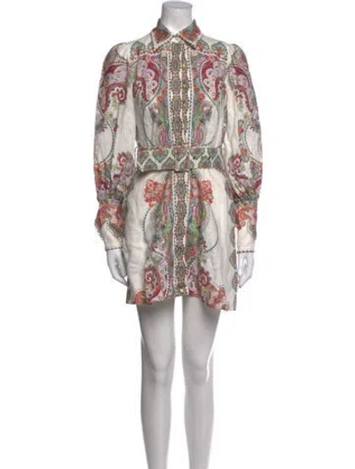 Pre-owned Zimmermann Linen Mini Dress In White