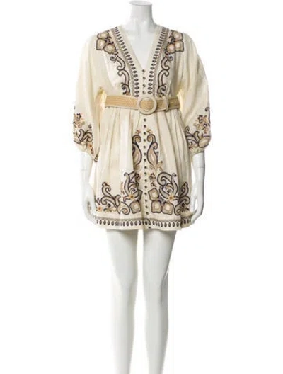 Pre-owned Zimmermann Linen Mini Dress In White