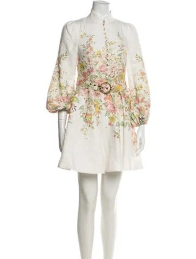 Pre-owned Zimmermann Linen Mini Dress In White