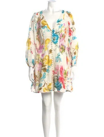 Pre-owned Zimmermann Linen Mini Dress In White