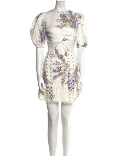 Pre-owned Zimmermann Linen Mini Dress In White