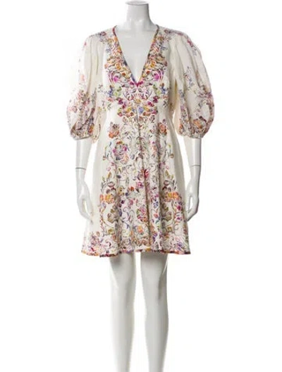 Pre-owned Zimmermann Linen Mini Dress In White