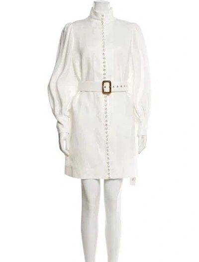 Pre-owned Zimmermann Linen Mini Dress In White