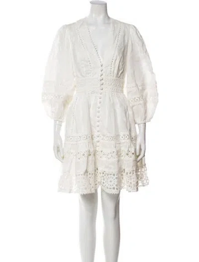 Pre-owned Zimmermann Linen Mini Dress In White