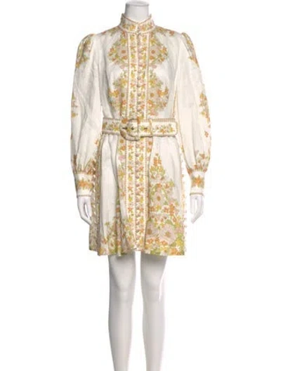 Pre-owned Zimmermann Linen Mini Dress In White