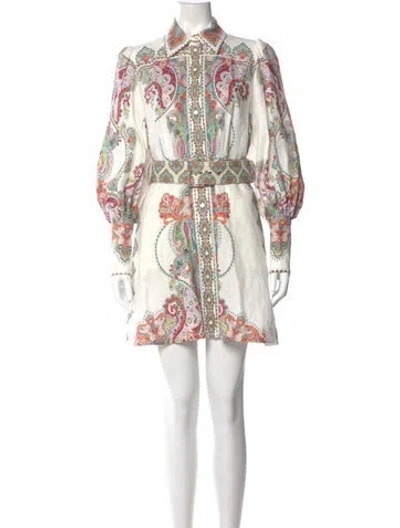 Pre-owned Zimmermann Linen Mini Dress In White