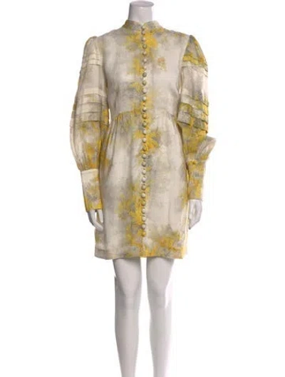 Pre-owned Zimmermann Linen Mini Dress In White