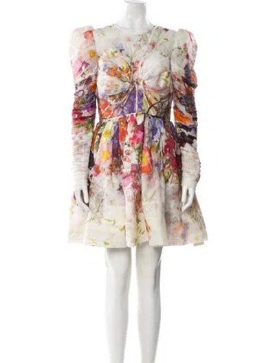 Pre-owned Zimmermann Linen Mini Dress In White